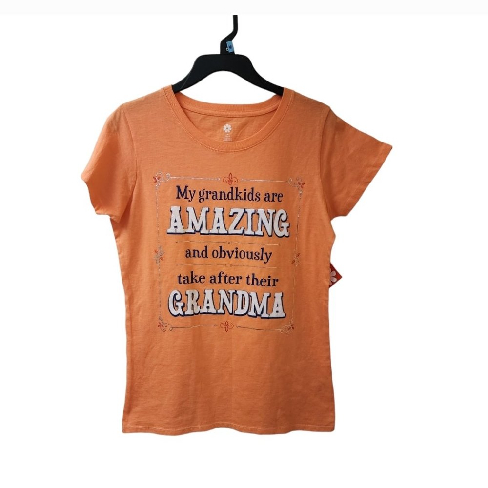 Mother's Day Grandmother Grandkids Orange Shirt Size Medium